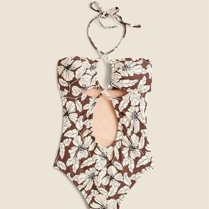 J. Crew Brown Floral One Piece Swimsuit